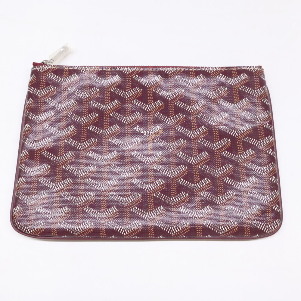 GOYARD Sena PM Clutch Bag Pouch Burgundy Silver Hardware Women's